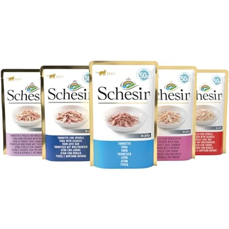 Schesir Cat Jelly, Feuchtnahrung für erwachsene Katzen mit Hähnchen und Schinken in Gelee, 30 Beutel à 50 g, 100% natürliche Zutaten, ohne Tierversuche – Bild 3