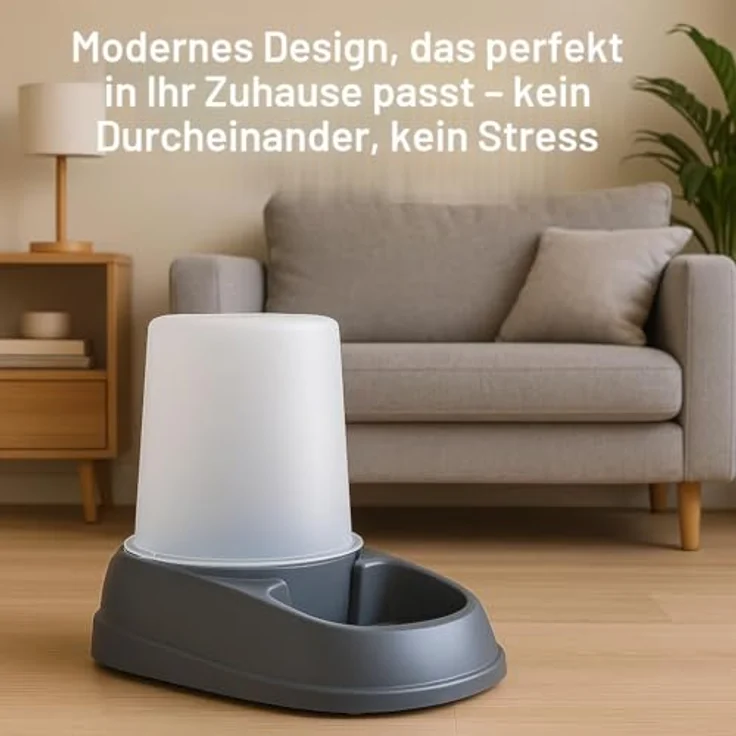 Flamingo Raja Automatischer Futter- und Wasserspender für Hunde und Katzen, 2,5L, grau, mit Antirutsch-Füßen und automatischer Nachfüllfunktion – Bild 3