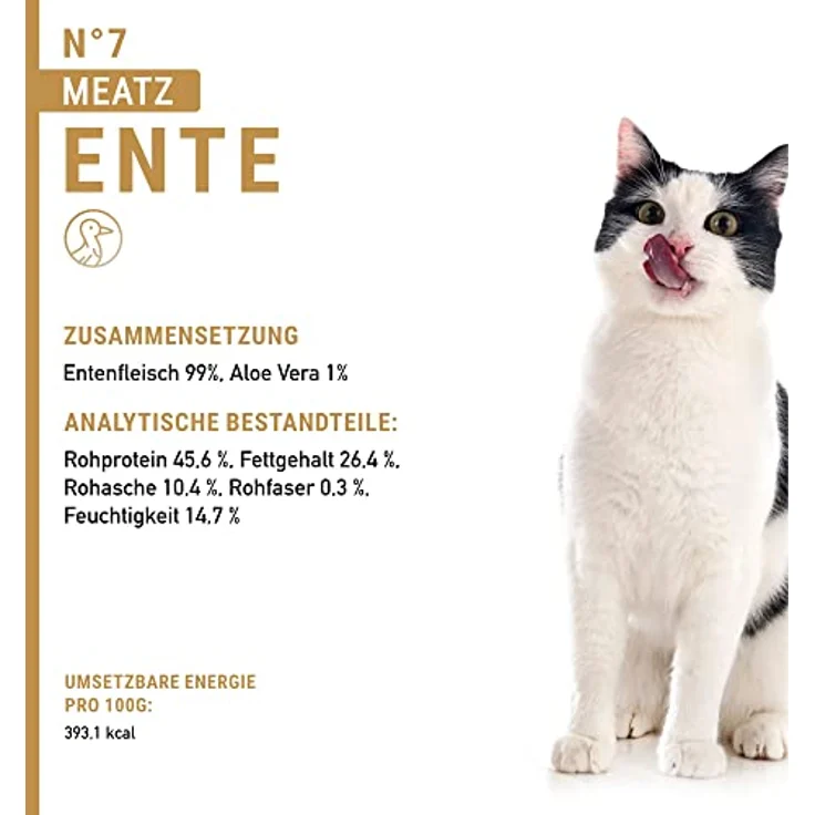 catz finefood Meatz Katzen Leckerlies Ente N° 7, knusprig gegrillte Streifen aus 99% Entenfleisch mit Aloe Vera, zuckerfrei und getreidefrei, 45g – Bild 4