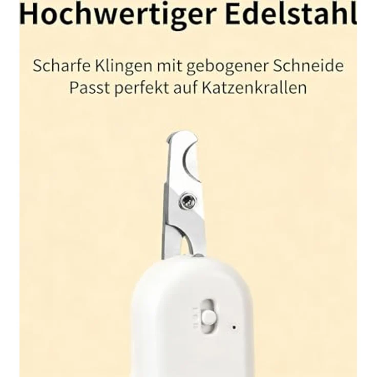 PAKEWAY Haustier-Krallenschere für Katzen & Kleinhunde, mit LED- und UV-Licht, sicherer Sicherheitsstopp, ergonomisches Design, wiederaufladbar – Bild 4