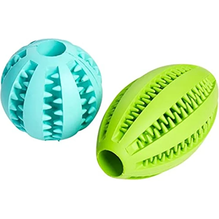 AMATHINGS Hundespielzeug Set Doppelpack Snackball und Snackrugby, 100% Naturkautschuk, Futterspielzeug mit Zahnpflege und Leckerli-Funktion für alle Hunde – Bild 1
