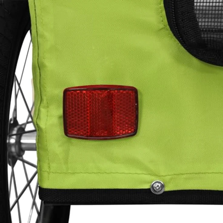 vidaXL Hunde-Transportbox Fahrradanhänger für Hunde Grün Oxford-Gewebe und Eisen, Robuster Rahmen und Komfortables Design – Bild 6