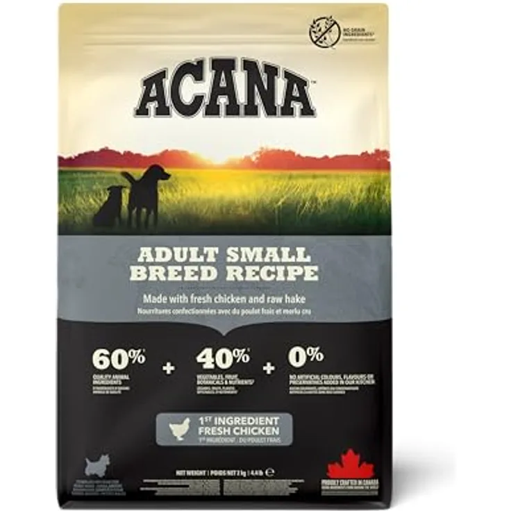 Acana Adult Small Breed, Hundefutter mit freilaufendem Huhn, wild gefangener Flunder und ganzen Nest-Eiern, getreidefrei, 6 kg