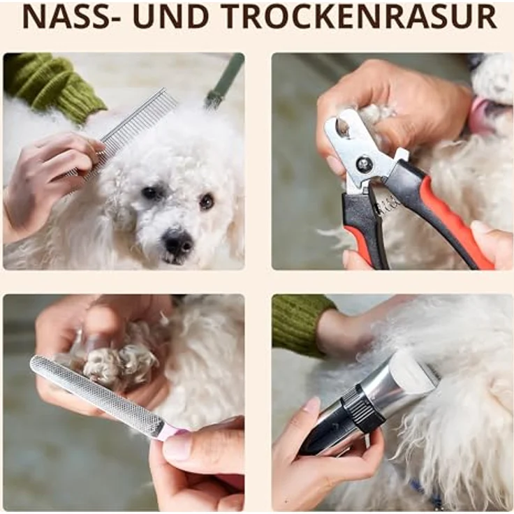 BarberBoss Kabelloser Haustier-Fellpflege-Clipper QR-9082, Keramikklingen, LED-Display, 180 Minuten Akkulaufzeit, wasserdicht für Nass- und Trockenanwendung – Bild 4