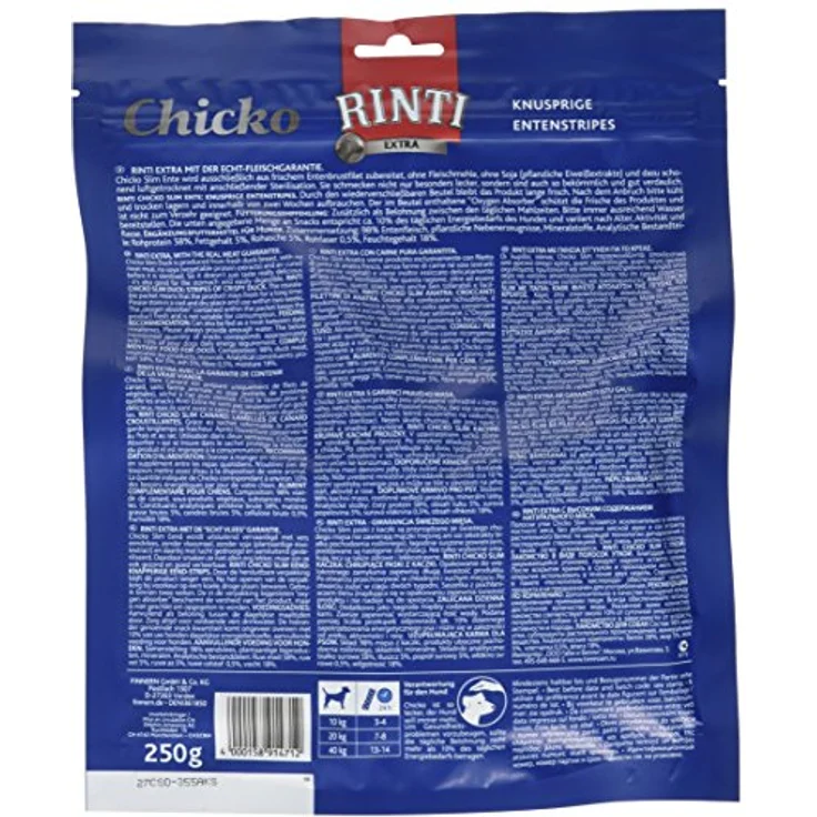 Rinti Extra Chicko Slim Ente, Hundesnacks aus Entenfilet, fettarm und ohne Fleischmehle, Vorratspack 3er (3 x 250 g) – Bild 2
