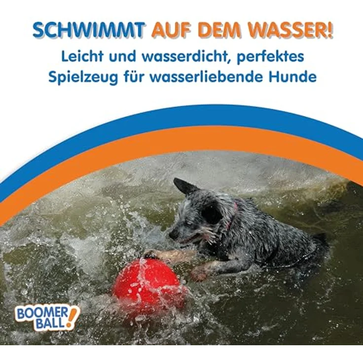 Company of Animals BOOMER BALL - Fast unzerstörbarer Hundeball, schwimmend, robustes Hundespielzeug für energiegeladene Hunde, Größe 15 cm, Blau oder Rot – Bild 4