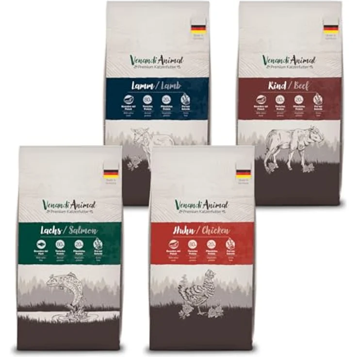 VenandiAnimal Premium Trockenfutter für Katzen, Probierpaket Lamm, 4 x 1,5 kg, getreidefrei mit hohem Fleischanteil, MADE IN GERMANY – Bild 1