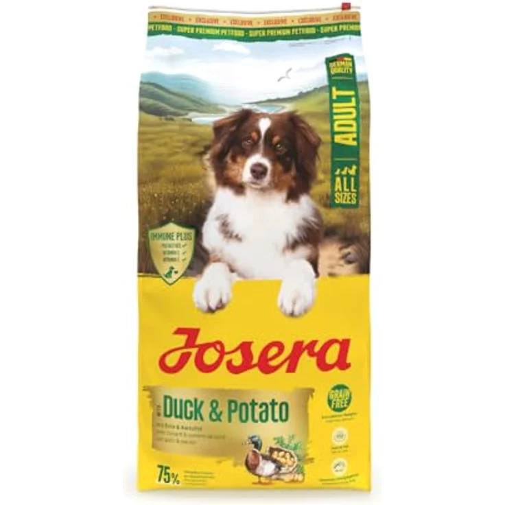 Josera Adult Duck & Potato, Trockenfutter für Hunde mit 75 % tierischem Protein, 12,5 kg, unterstützt das Immunsystem und sorgt für schönes Fell – Bild 1