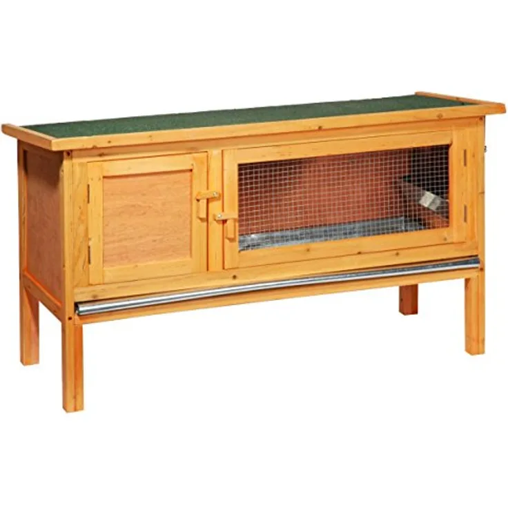 dobar 23306FSC Kleintierstall aus imprägniertem Nadelholz, mit Zinkschublade, Ruheraum, Aufstellvorrichtung und Maßen 115 x 45 x 66 cm