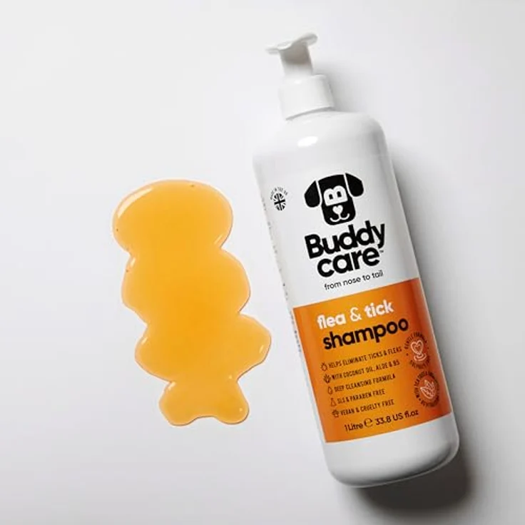 Buddycare Floh- & Zeckenhundeshampoo, natürliche Tiefenreinigung mit Teebaumöl & Eukalyptus, 1L, vegan & tierversuchsfrei – Bild 4