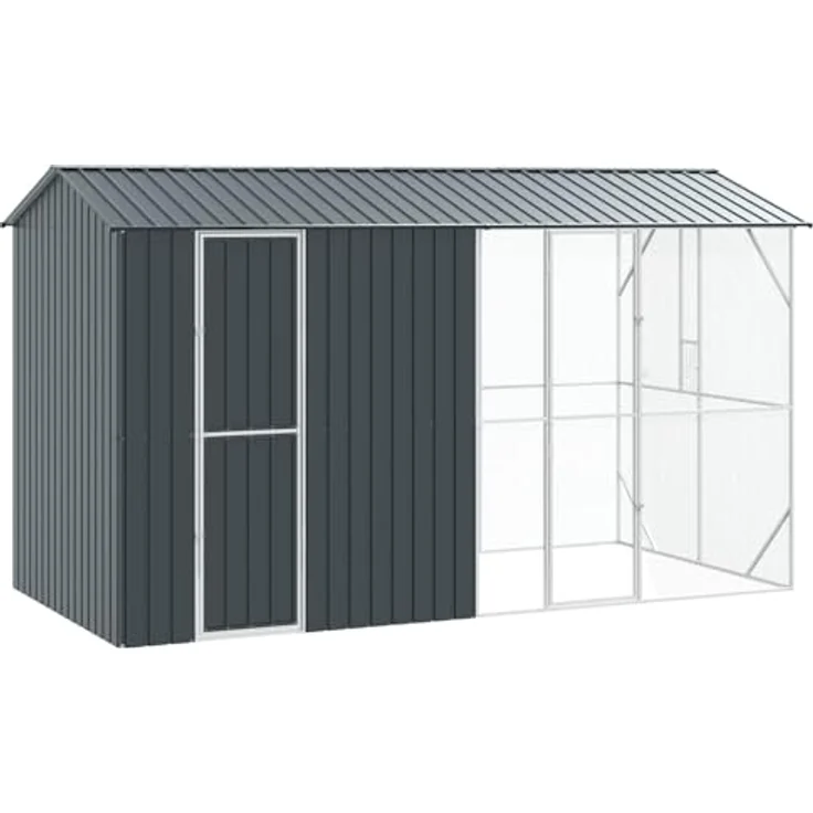 vidaXL Vogelkäfig Anthrazit, 430 x 208 x 247 cm, wetterfester verzinkter Stahl, moderne Vogelvoliere für Garten und Terrasse, geräumiger Außenbereich für Vögel – Bild 1