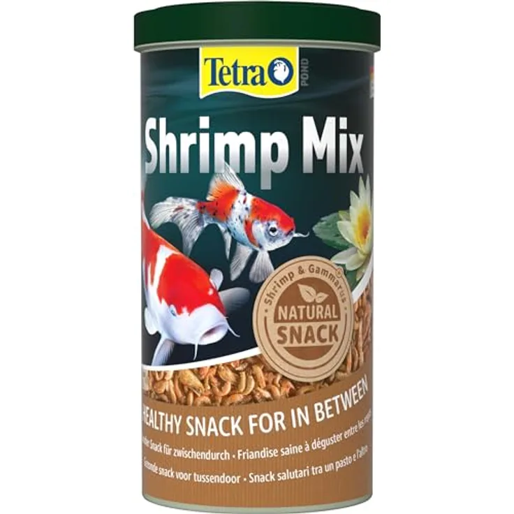 Tetra Pond Shrimp Mix, Snack für Teichfische mit 100% natürlichen Shrimps und Gammarus, reich an Proteinen, 1 L Dose