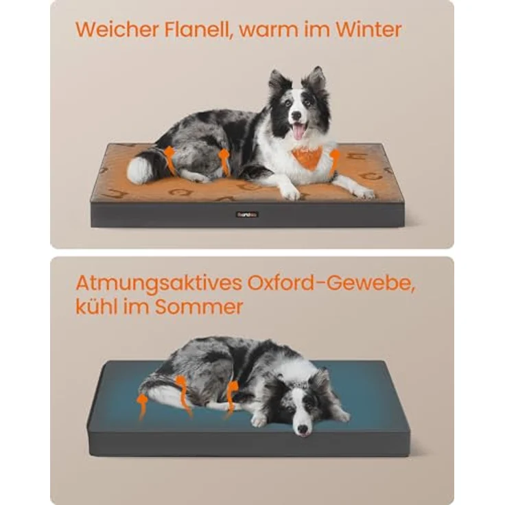 Feandrea Hundebett PGW243G01, waschbares Hundekissen, abnehmbar, wasserdicht, 105 x 73 x 8 cm, Größe XL, Taubengrau, für mittelgroße und große Hunde – Bild 3