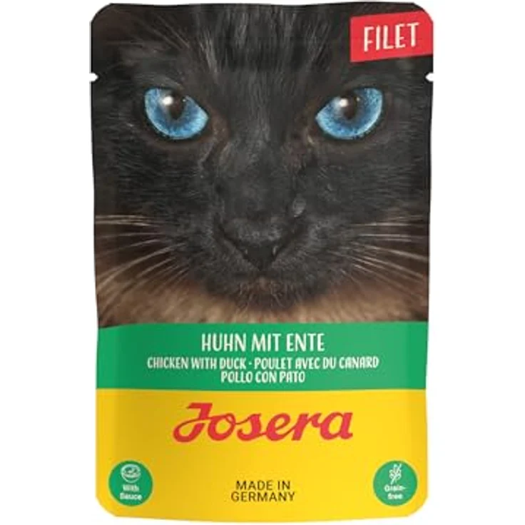 JOSERA Filet Huhn mit Ente, Premium Nassfutter für Katzen, 40% Hühnerfilet, getreidefrei, 16 x 70 g im Frischebeutel – Bild 2