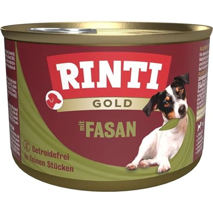 Rinti Gold Fasan, Hunde-Nassfutter mit 70% Fleisch und Innereien, 12x185g, ohne Farbstoffe und Soja