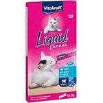 Vitakraft Cat Liquid-Snack mit Lachs + Omega 3, Katzensnack im Sparpaket 24 x 15 g, kalorienarm, ohne Farb- und Konservierungsstoffe