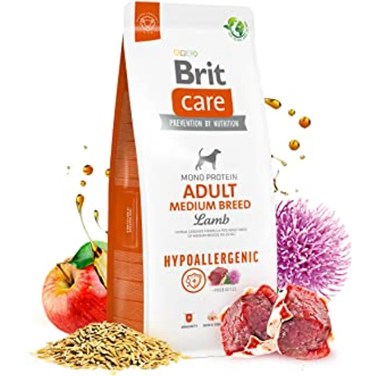 Brit Care Dog Hypoallergenic Adult Medium Breed, Hunde-Trockenfutter mit Lamm und Reis, 12 kg – Bild 1