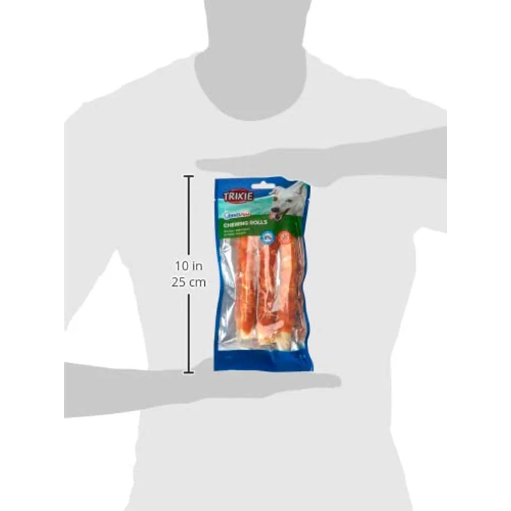 TRIXIE Denta Fun Chicken Chewing Rolls, Rinderhaut mit Hühnerfleisch, 17 cm, 3 Stück, glutenfrei – Bild 2