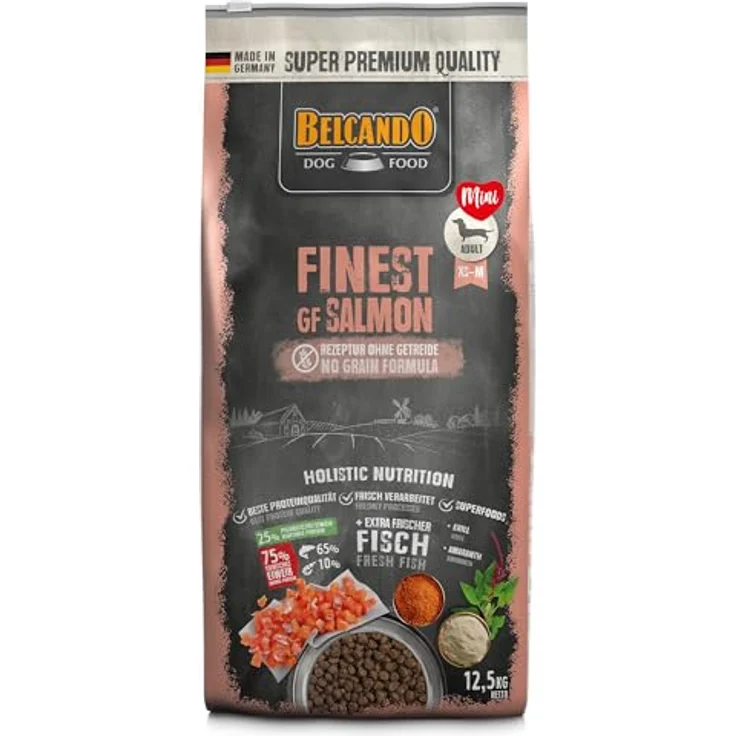 Belcando Finest GF Salmon, Hunde-Trockenfutter mit wichtigen Inhaltsstoffen, 12,5kg Mini – Bild 1