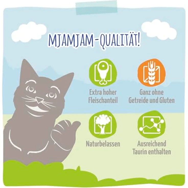 MjAMjAM Premium Nassfutter für Katzen, exquisite Forelle an saftigem Hühnchen, getreidefrei, 6er Pack (6x200g) – Bild 4