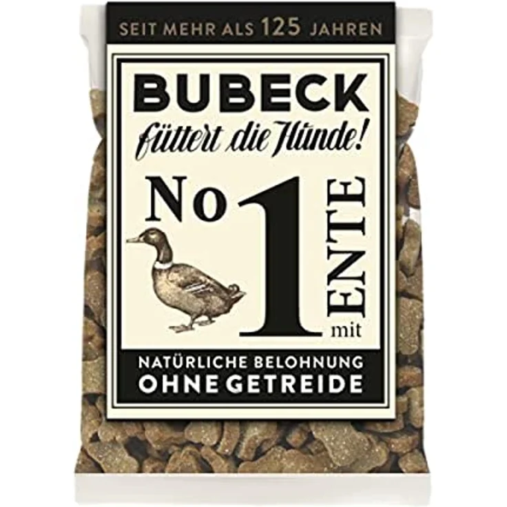 BUBECK Hundeleckerlies getreidefrei, Trainingsleckerli mit Ente, 2-3 cm in Knochenform, ohne Zucker und Zusatzstoffe – Bild 1