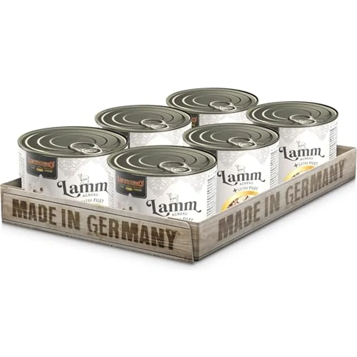 LEONARDO Katzenfutter Lamm und extra Filet, getreidefreies Nassfutter mit Lamm und Hühnerfilet, 6x200g, Alleinfuttermittel mit frischem Geflügel, ohne Zusatzstoffe