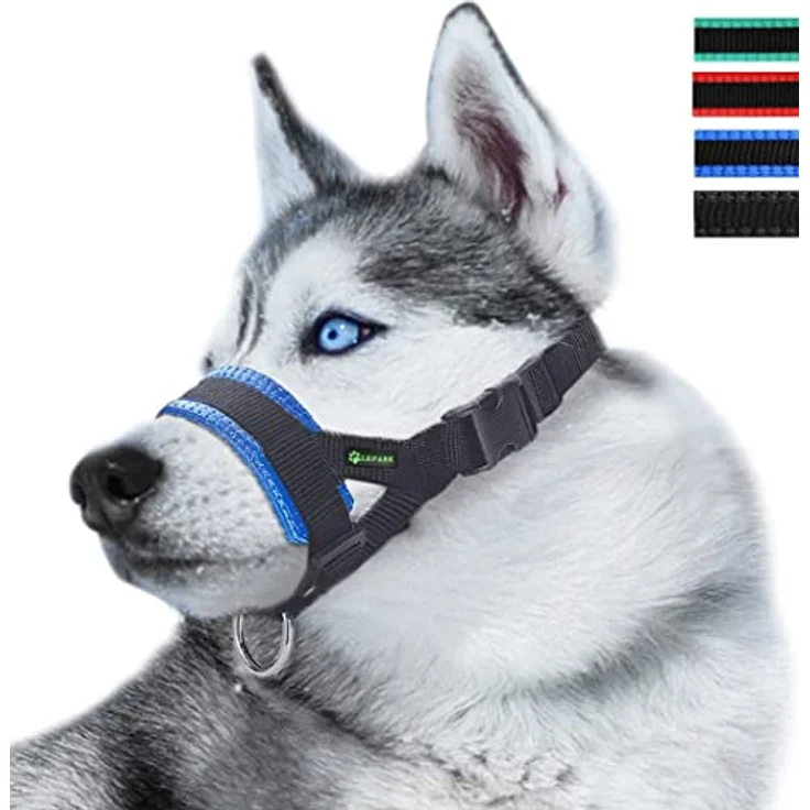ILEPARK Maulkorb aus Nylon, anpassbare Schlinge für aggressive Hunde, XXL, Blau – Bild 1