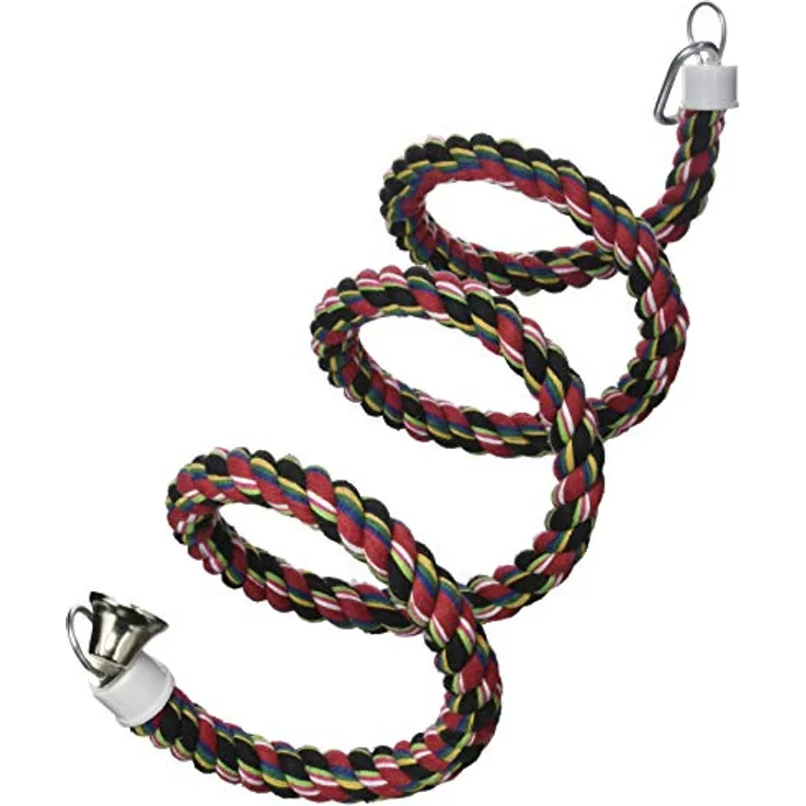 Karlie Seilspirale Größe S, Vogelspielzeug aus Baumwolle, ca. L 60 cm, Ø 15 mm, mit Glöckchen, geeignet für Wellensittiche und Rosenköpfchen