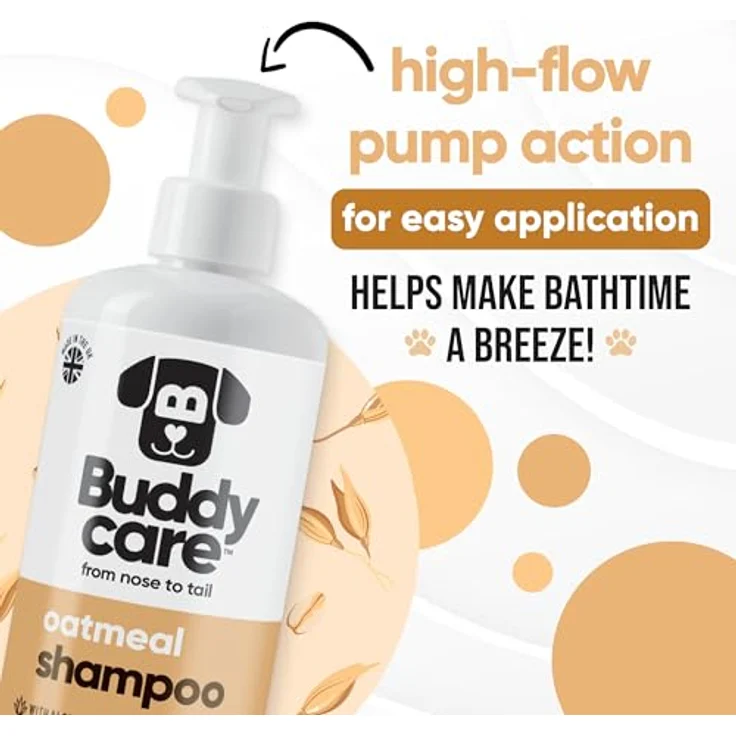 Buddycare Haferflocken-Hundeshampoo, beruhigend und feuchtigkeitsspendend mit Aloe Vera und Pro-Vitamin B5, 500ml – Bild 3