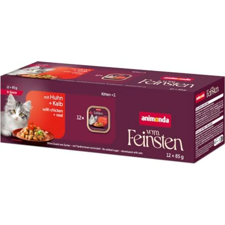 animonda vom Feinsten Kitten Nassfutter Huhn+Kalb in Sauce, 12x85g, hochwertige Ernährung für heranwachsende Katzen – Bild 1