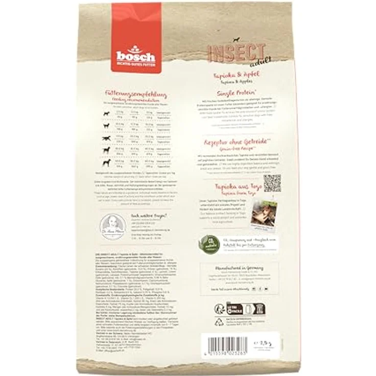 Bosch HPC Insect Adult, Hunde-Trockenfutter mit Tapioka und Äpfeln, 2,5kg, glutenfrei und für Allergiker geeignet – Bild 4