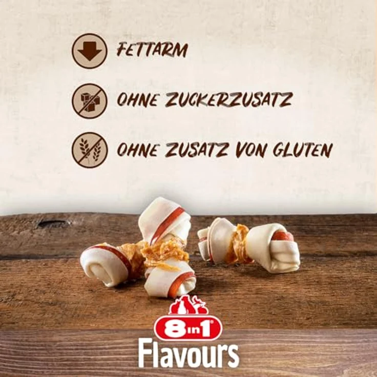 8in1 Triple Flavour Knochen XS, Hundesnacks mit Hähnchenfilet, Schweine- und Rinderhaut, 7 Stück, fettarm und ohne Zusatzstoffe – Bild 5