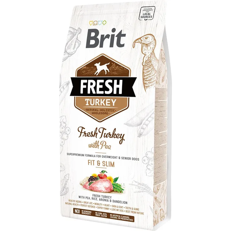 Brit Fresh Dog - Overweight und Senior Dogs - Trockenfutter mit Putenfleisch - Fit und Slim, 2,5kg