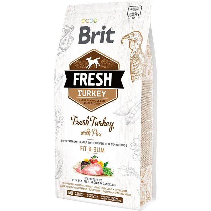Brit Fresh Dog - Overweight und Senior Dogs - Trockenfutter mit Putenfleisch - Fit und Slim, 2,5kg