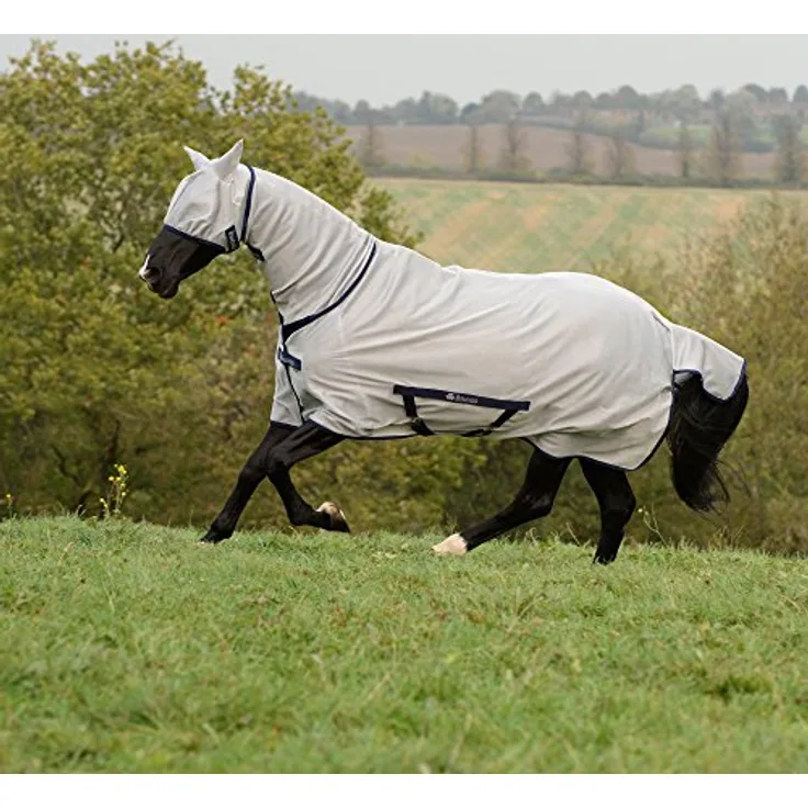 Kerbl Bucas Freedom Full Neck 140, Fliegendecke in Silber mit Rückenlänge 140 cm