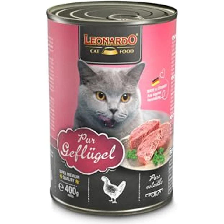 Leonardo Katzenfutter All Meat, Sparpaket 24 x 400 g, Geflügel pur, ohne Getreide, reich an Omega-3-Fettsäuren, für ernährungssensible Katzen – Bild 2