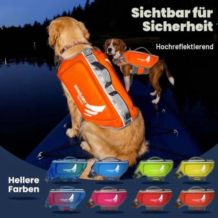 VIVAGLORY Hunde Schwimmweste High Buoyancy, Sicherheitsweste für kleine Hunde, verstellbare Riemen, Neopren, S, Orange – Bild 4