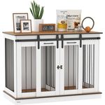 PawHut Hundekäfig Möbel mit Zweiraum-Option, moderne Metall Hundebox für große Hunde bis 30 kg, 2 Türen, Weiß, 120 x 60 x 88,5 cm