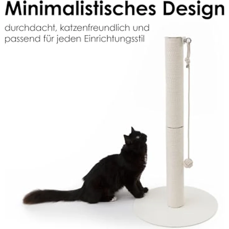 LucyBalu® PAPERPOLE Katzen Kratzsäule freistehend aus Papierseil, stabiler Kratzstamm mit Spielball, weiß – Bild 5