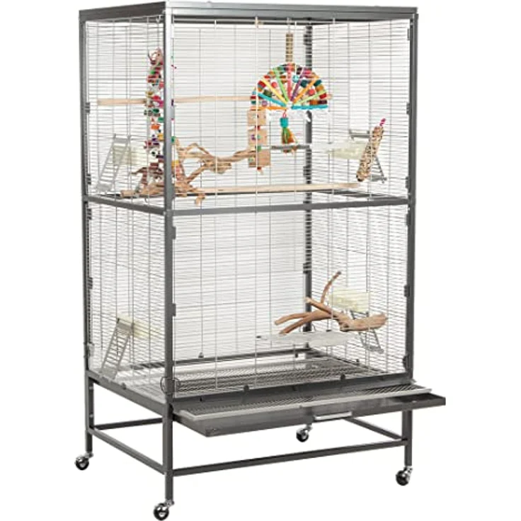 Montana Cages Casa 90, Zimmervoliere mit Antik/Platinum Finish, 91 x 71 x 160 cm, ungiftige AVILON(R)-Pulverbeschichtung, inklusive Plexiglasscheiben und Anflugklappen – Bild 3
