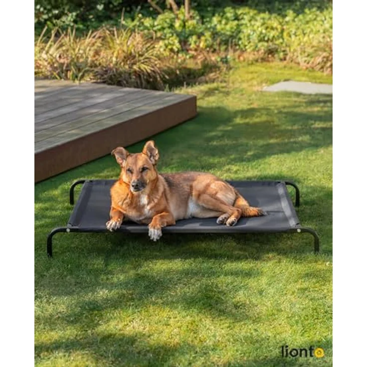 lionto Hundebett aus Textilene-Stoff, (L) 100 x 76 cm, schwarz, belastbar bis 70 kg – Bild 2