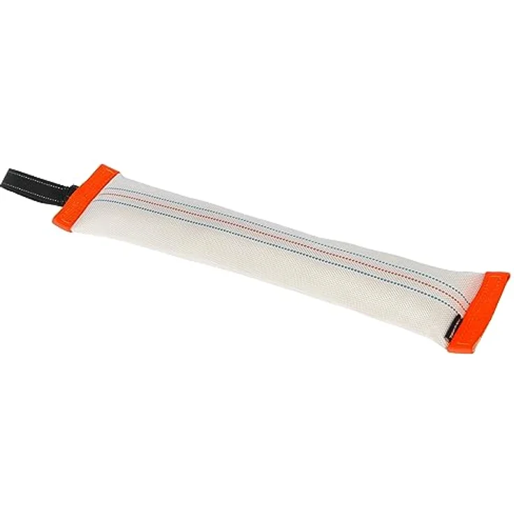 Kerbl Pet Trainingsdummy, Apportier-Dummy aus robustem Feuerwehrschlauch-Material mit Handschlaufe, weiß/orange, 50x10cm