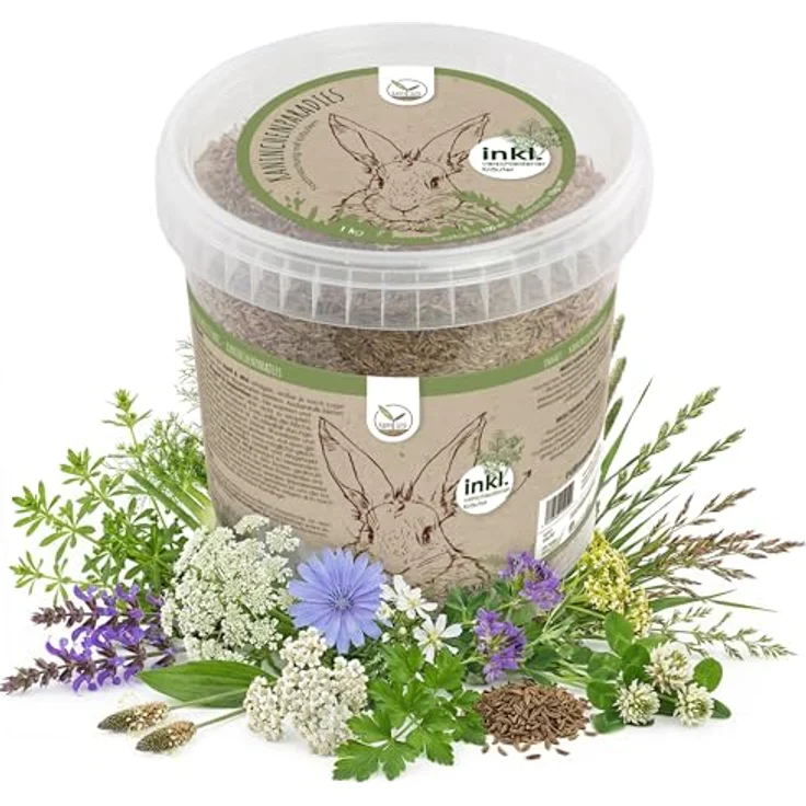 HappySeed Kaninchenwiese Samen, 1kg Saatgut für vitaminreiche Kleintierernährung, Pflegeleicht und ganzjährige Anzucht – Bild 1