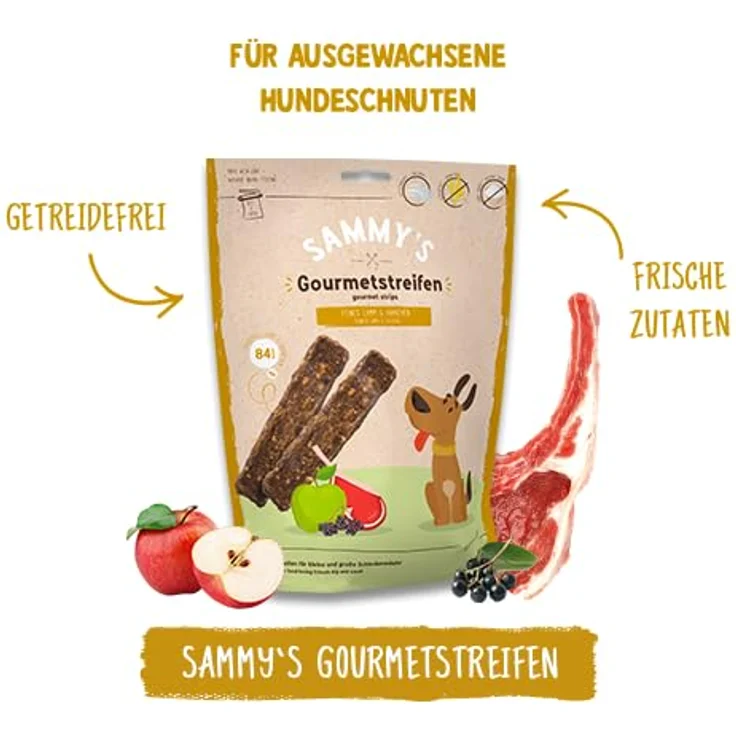 Bosch Sammy´s Gourmetstreifen Hühnchen und Lamm, Hundesnack für kleine und große Hunde, 180g – Bild 2
