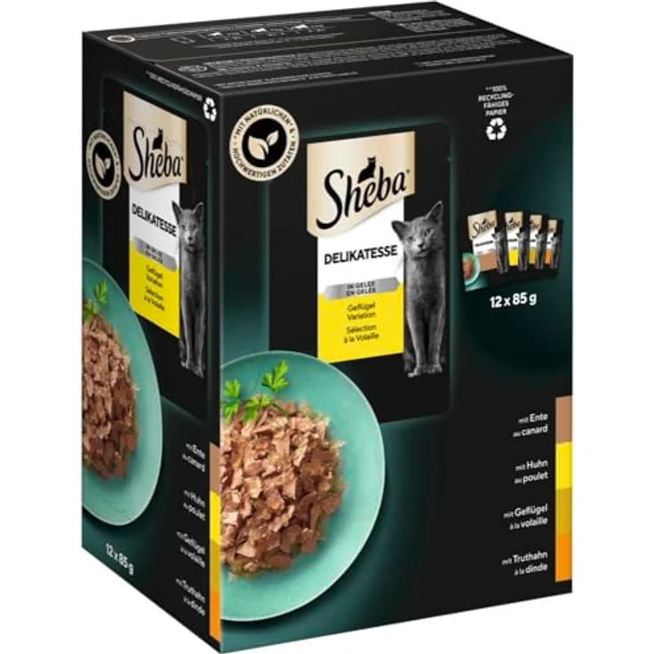 Sheba Geflügel in Gelee, Katzen-Nassfutter im Multipack 4x 12x85g, 42% Fleischanteil – Bild 3
