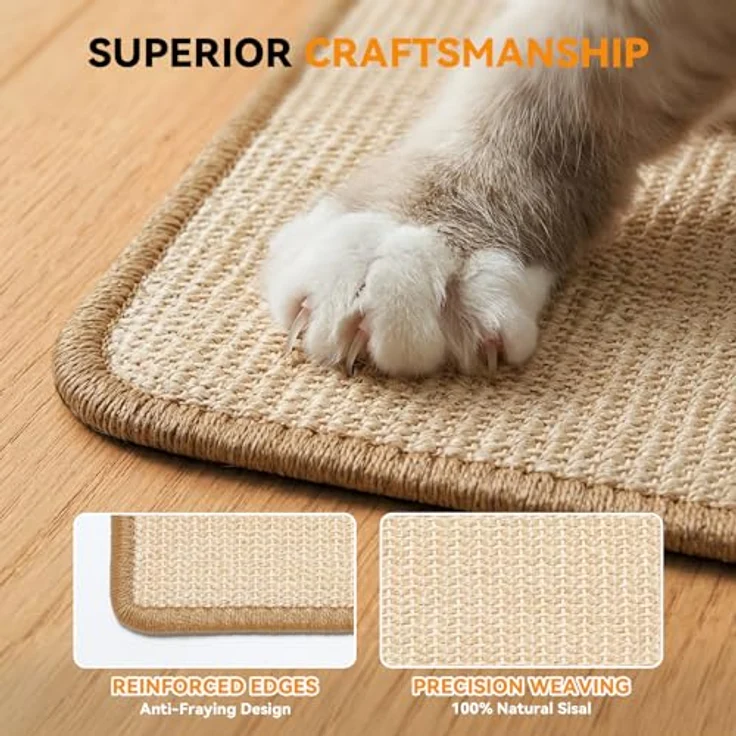 Gimars Sisal Kratzmatte 2er Set, 60x40cm, rutschfest & selbstklebend, Kratzschutz für Sofa und Wand, beige – Bild 3