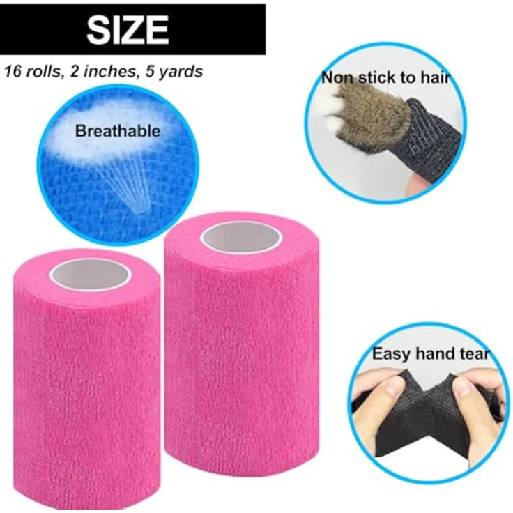 Clooflar Selbstklebender Verband, 16 Rollen elastische Haftbandage 5 cm, ideal für erste Hilfe und stabile Unterstützung – Bild 3