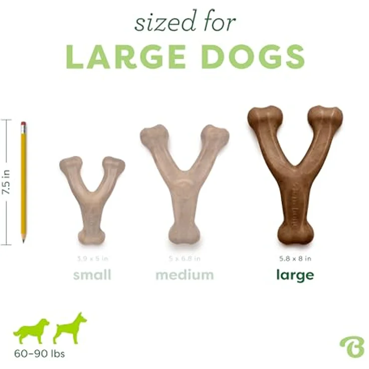 Benebone Wishbone Kauspielzeug für Hunde, groß, langlebig, für aggressive Kauer, mit echtem Speck, Huhn und Erdnussbutter, 3 Stück – Bild 4