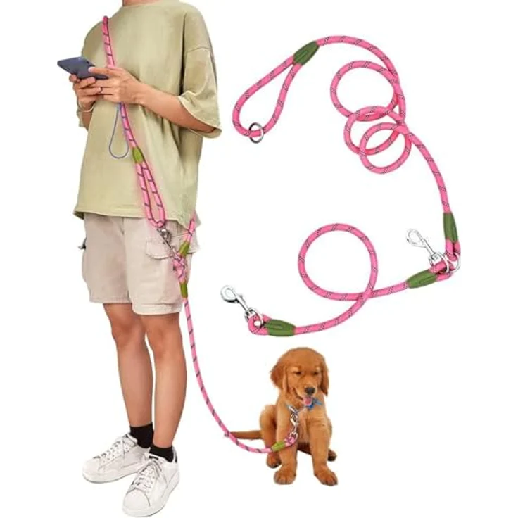 Eyeleaf Freihändige Hundeleine, reflektierend, 2,2 Meter lang, Anti-Zug, für große, mittelgroße und kleine Hunde, Orange – Bild 1