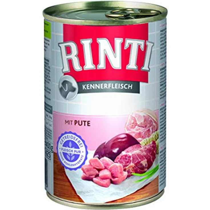 Rinti Kennerfleisch Pute, Hunde-Nassfutter 12x800g, sojafrei und reich an Putenfleisch – Bild 1